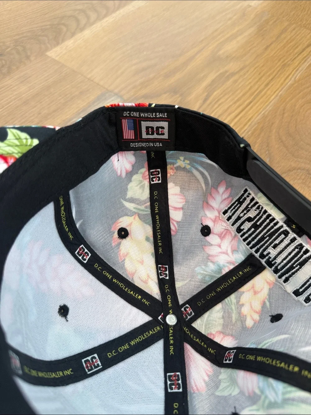 DC Kids Black Snapback Hat with Multicolor Tropical Floral Print